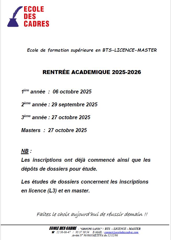 RENTRÉE ACADÉMIQUE 2025-2026